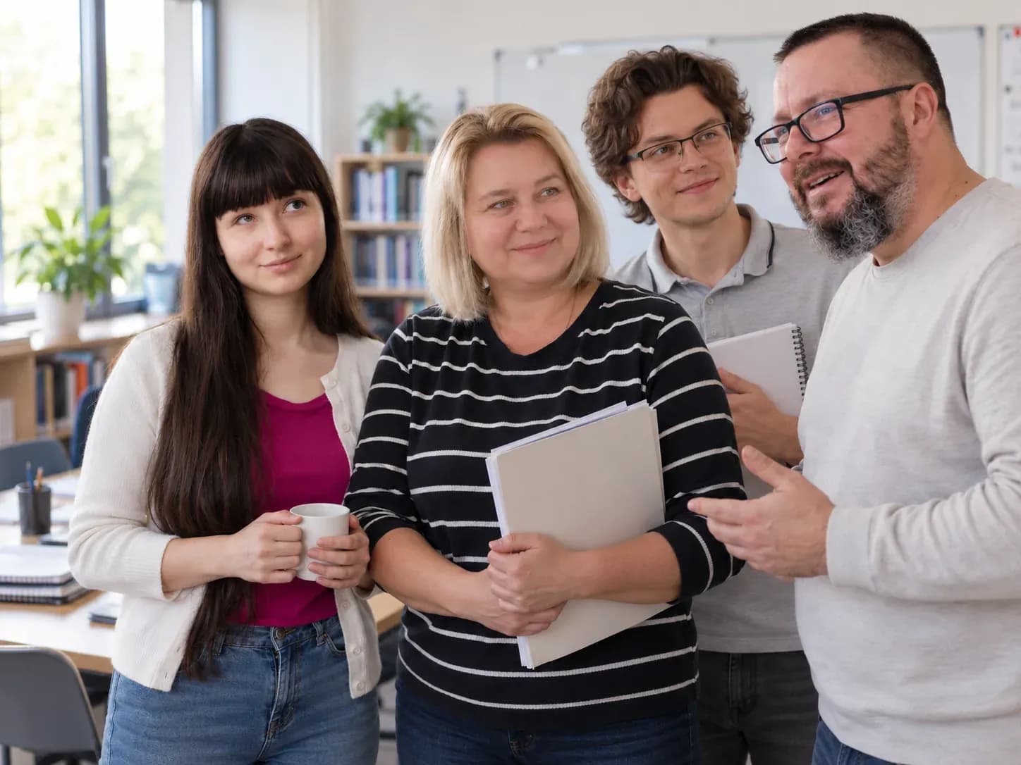Zespół CDUE: Agnieszka Geściak, Joanna Łuczyńska, Jakub Grączewski i Robert Łuczyński w sali zajęciowej
